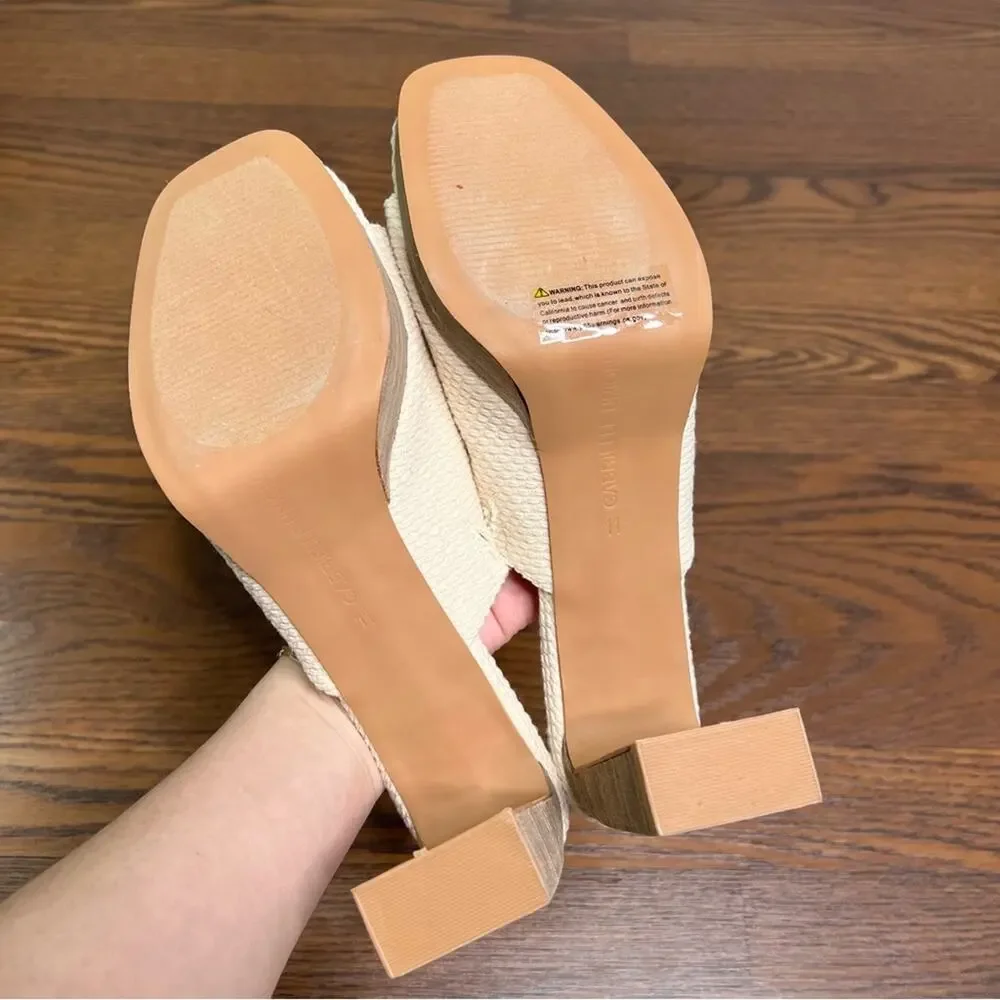 Gabrielle Union Imana 2 platform sandals in beige woven upper, open-toe size 11
